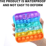 2 Packs Pop Fidget Sensory Toys, Autism Special Needs Stress Relief Silicone Pressure Relieving, Round and Square Squeeze Toys for Kids Children Adults (Set of 2)