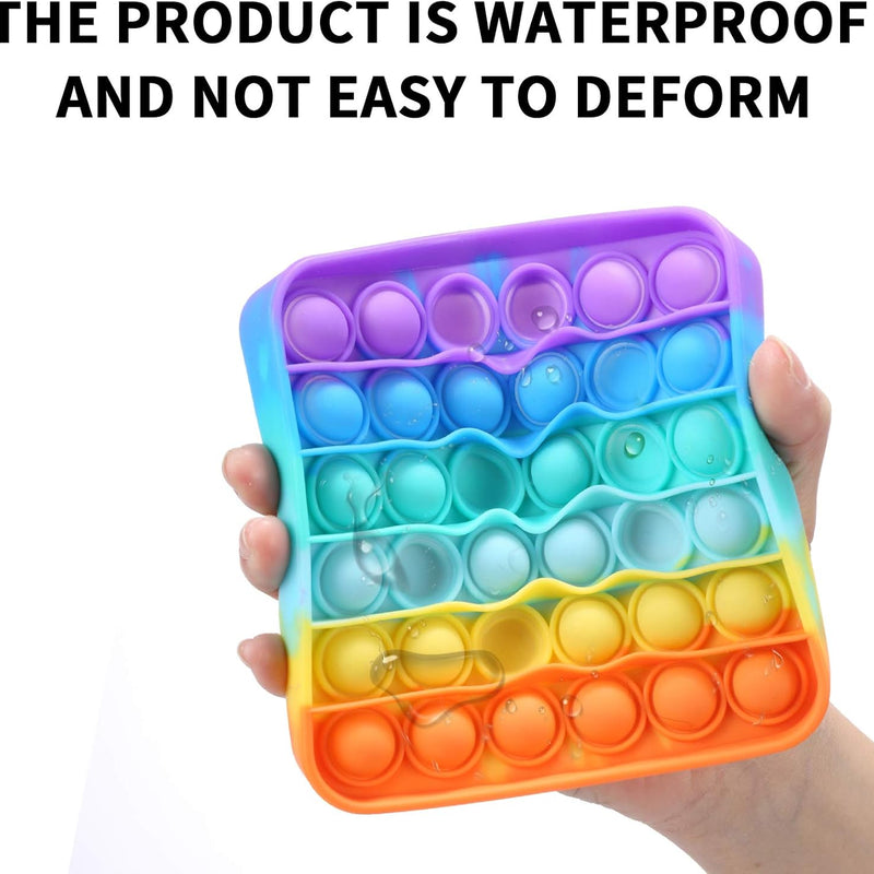 2 Packs Pop Fidget Sensory Toys, Autism Special Needs Stress Relief Silicone Pressure Relieving, Round and Square Squeeze Toys for Kids Children Adults (Set of 2)