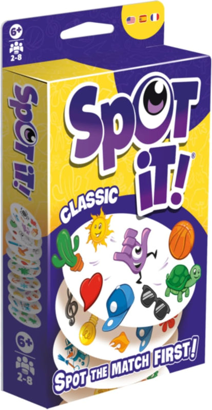 Asmodee Spot It! Classic Card Game 5-in-1 Pocket Eco Edition for quick reflexes and family fun