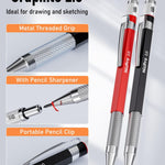 Nicpro 11 Pack Carpenter Pencil Set with Sharpener, Mechanical Carpenter Pencils with 40 Refill, Automatic Center Punch and Carbide Scribe Tool, Heavy Duty Construction Pencil for Architect-With Case