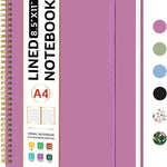 Taja Spiral Lined Notebook, 8.5"x11" Notebooks for Work, Large A4 Journal for Women & Men, College Ruled Journaling Notebook for Writing, Plastic Cover Spiral Journal, Purple