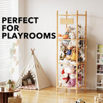 SpaceAid Stuffed Animal Storage Organizer, Wood Animals Zoo Toy Plushies Storage Holder, Large Capacity Plush Toy Cage for Playroom Organization, 15.8" Wide, Natural