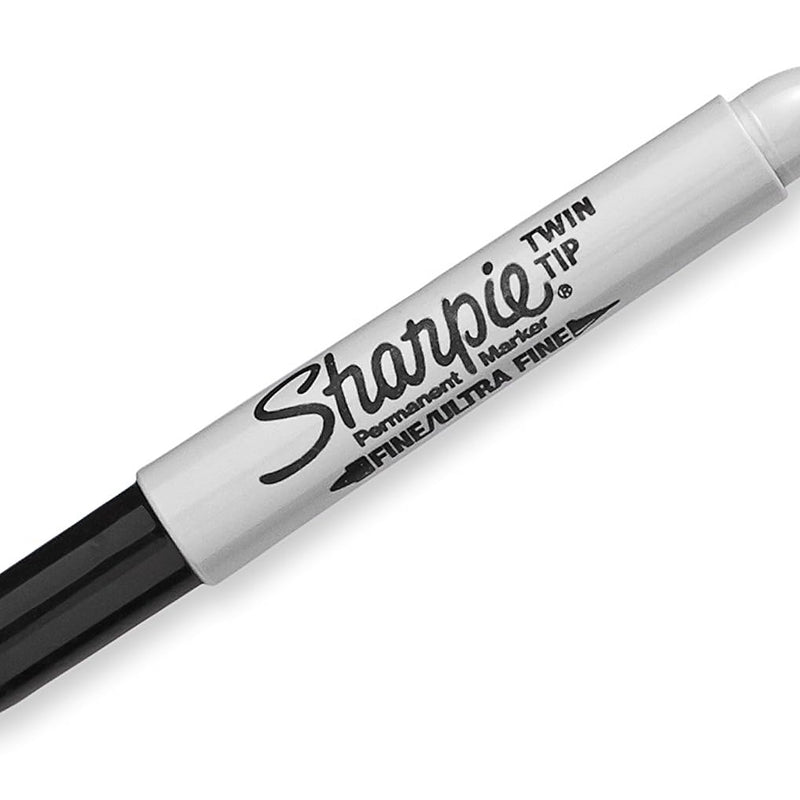 Sharpie Twin Tip Permanent Markers, Fine and Ultra Fine, Black, 4 Count