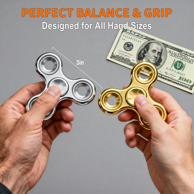 Fidget Toys Adults 5 Pack,Electroplated Metal Fidget Spinner Stress Reducer,High Speed 3-5 Min Quite Spins,Fidgets for Adults & Teens & Kids Age 6+