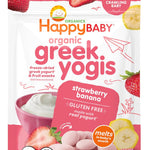 Happy Baby Organics Baby Snacks, Greek Yogis, Freeze Dried Yogurt & Fruit Snacks, Gluten Free Snack for Babies 9+ Months, Strawberry & Banana, 1 Ounce