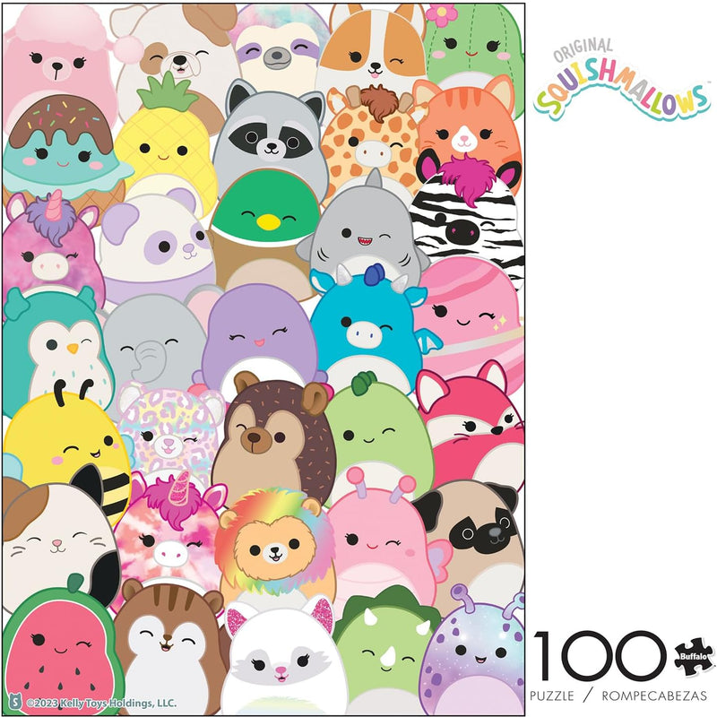Buffalo Games - Squishmallows Buddies 100 Piece Jigsaw Puzzle, Family Puzzle Ages 6+, Made in USA, Recycled Premium Board, Full-Color Poster