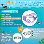 Kids Swim Mask 180° Snorkel Diving Mask, Anti-Fog Child Swim Goggles with Nose Cover No-Leak Swimming Goggles Anti-Shattered Lens for Youth 4-15