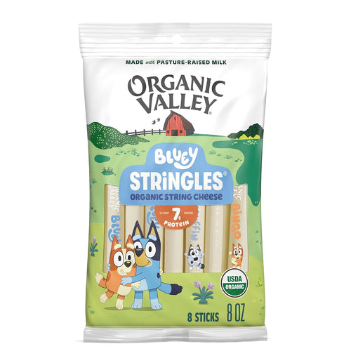 Organic Valley Stringles Bluey Organic Mozzarella String Cheese, 8 oz