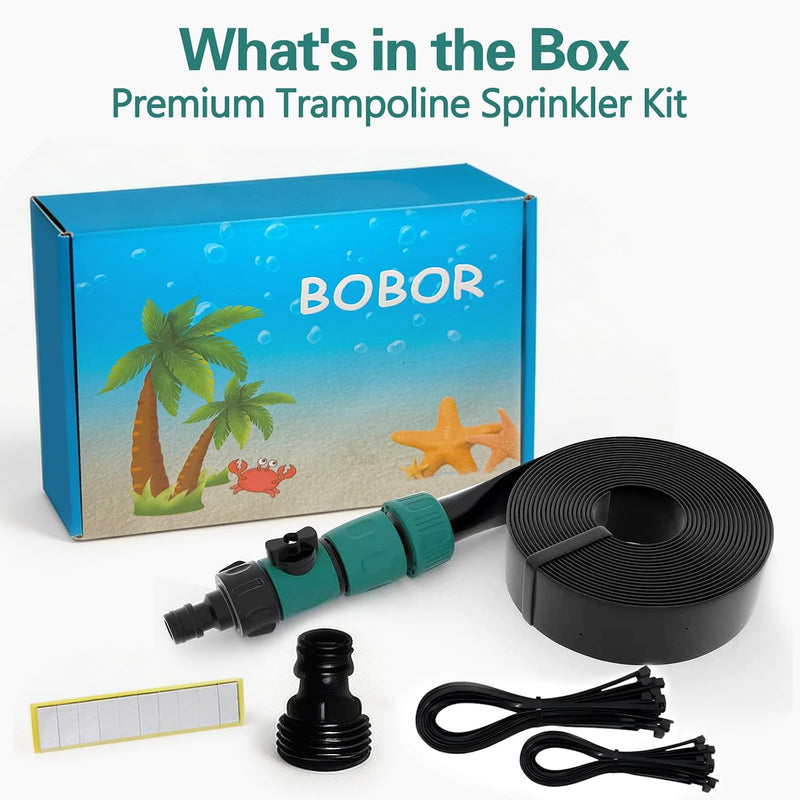 Bobor Trampoline Sprinkler for Kids, Outdoor Trampoline Water Sprinklers, Backyard Summer Water Toys, Outside Trampoline Accessories for Yard Backyard Water Fun (39ft)