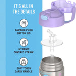 THERMOS FUNTAINER Water Bottle with Straw, 12oz, Frozen 2 | Kids Stainless Steel Insulated Water Bottle, Keeps Drinks Cold Longer for School & Play, BPA-Free