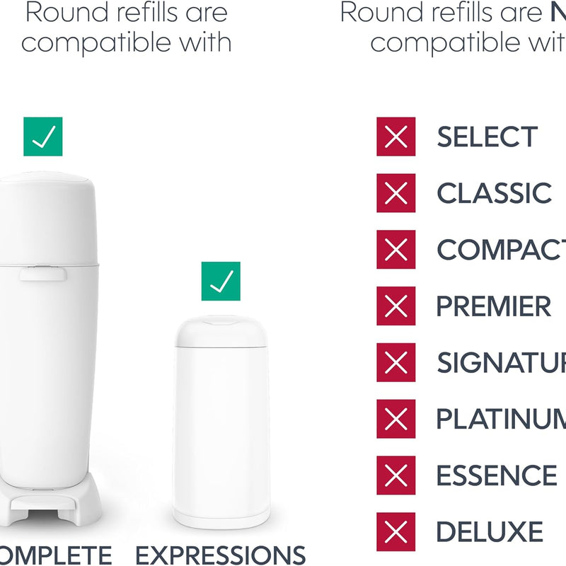 Diaper Genie Essentials Round Refill 8-Pack, Unscented, Fits Complete Pails