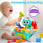 iPlay, iLearn Toddler Musical Workbench Toy, 1 Year Boy Gift, Baby Tool Set | Infant Shape Sorter Activity, Kid Pounding Game, Toddler Learning Toy, 1st Birthday Gift 12 18 24 Month Girl Age One 1 2 3 Yr