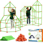 130-Piece Building Kit for Kids Ages 5-12, Indoor and Outdoor Fort Building with Storage Bag and 86 Rods and 44 Balls