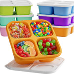 KEMETHY 6 Pcs Bento Snack Containers, Reusable 4 Compartment Food Storage Container with Lids, Divided Lunchable Container, Freezer, Microwave & Dishwasher Safe (6 Color)