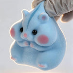 Handmade Taba Squishy Hamster Toy, Cute Squishy Hamster Fidget Toy, Realistic Hamster Toy, Soft Silicone Mochi Furry Toy, Stress Relief Gift for Adults & Kids, Sensory Anxiety Plushie (Blue)