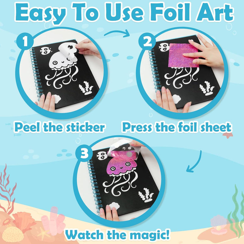 FUNNYB&G Foil Art Craft Kit for Kids, Sparkly Birthday Gift Toy for Kids