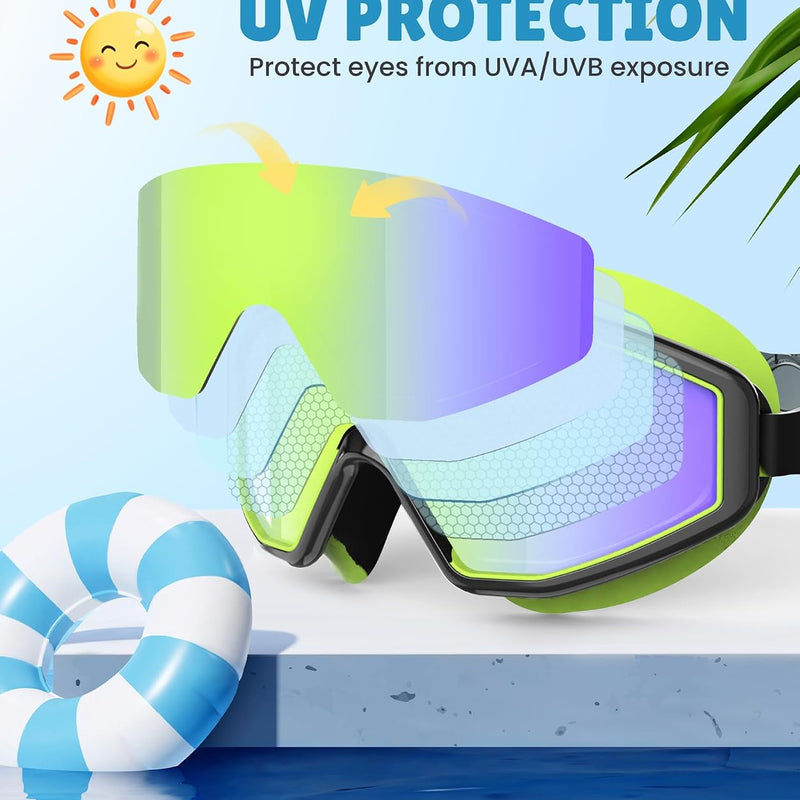 NSSIW Swim Goggles Swimming Kids-Goggles: Anti Fog No Leak with Nose Clip Earplugs for Girls Boys Youth 6-14 3 Pack
