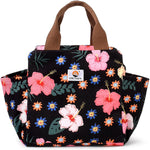 CaCTOUR Lunch Box for Women Girls Teens,Cute Lunch Box Cooler Bag, Portable Insulated Small Lunch Bag Women Reusable Corduroy Lunch Tote for Work/Travel/Picnic/School (Flower)