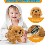 KSABVAIA Plush Teddy Toy Puppy Electronic Interactive Dog - Walking, Barking, Tail Wagging, Stretching Companion Animal for Kids Toddlers