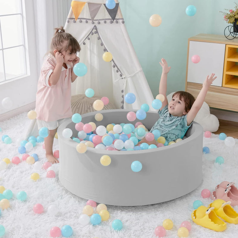 SHJADE Foam Ball Pit, 35.4"x 11.8" Ball Pits for Toddlers-Grey | Soft Memory Sponge Round Playpen Ball Pool for Kids, Ideal Gift for Babies, Indoor and Outdoor Game, Balls not Included
