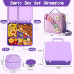 Aimsnk Lunch Box Kids, Bento Lunch Box for Kids with Thermo 8oz Food Jar, Leak Proof Hot Lunch Containers with 4 Compartment, Bento Box for Kid Toddler Insulated Lunch Bags for School (Purple)
