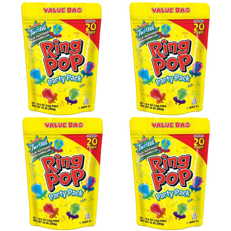 Ring Pop Lollipops - Bulk Candy Individually Wrapped Suckers Variety | Party Pack- 20 Count w/Assorted Flavors - Hard Candy for Party Favors, Kids & Goodie Bag Stuffers 0.63 Pounds