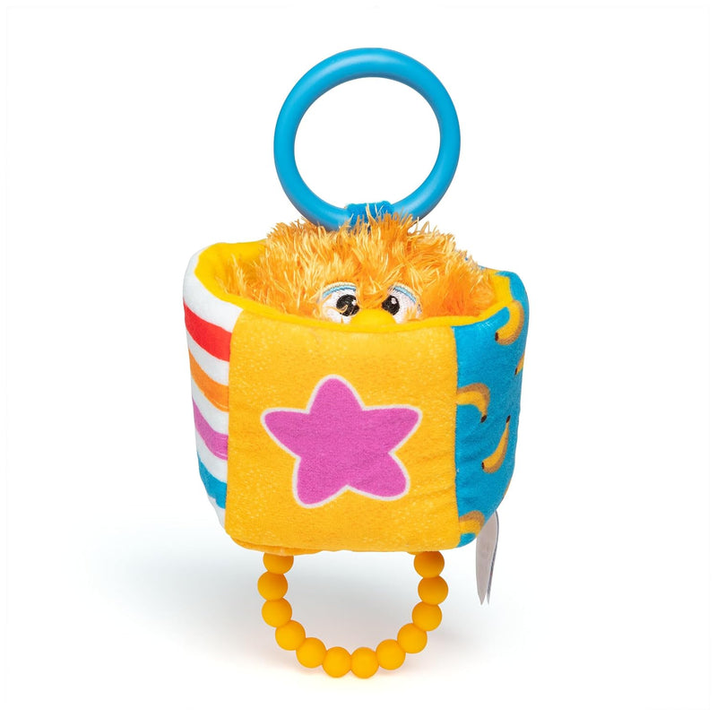 Ms. Rachel Herbie Sensory Take-Along Toy with Jitter & Peek-A-Boo Play | Multiple Sensory Surfaces & BPA-Free Teether, Clips to Strollers, Toddler Toys for Girls & Boys Ages 3 Months to 1+