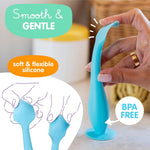 Bumco Baby Bum Brush - Flexible Diaper Cream Spatula Applicator (Blue) | BPA-Free Diaper bag essentials. Mom-invented butt paste spatula and diaper rash cream applicator. Soft, wipe-clean silicone.