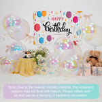 12Pcs Iridescent Round Foil Balloons: 22", 15", 10" 4D Clear Balloons for Birthday, Wedding, Mermaid Party Decor