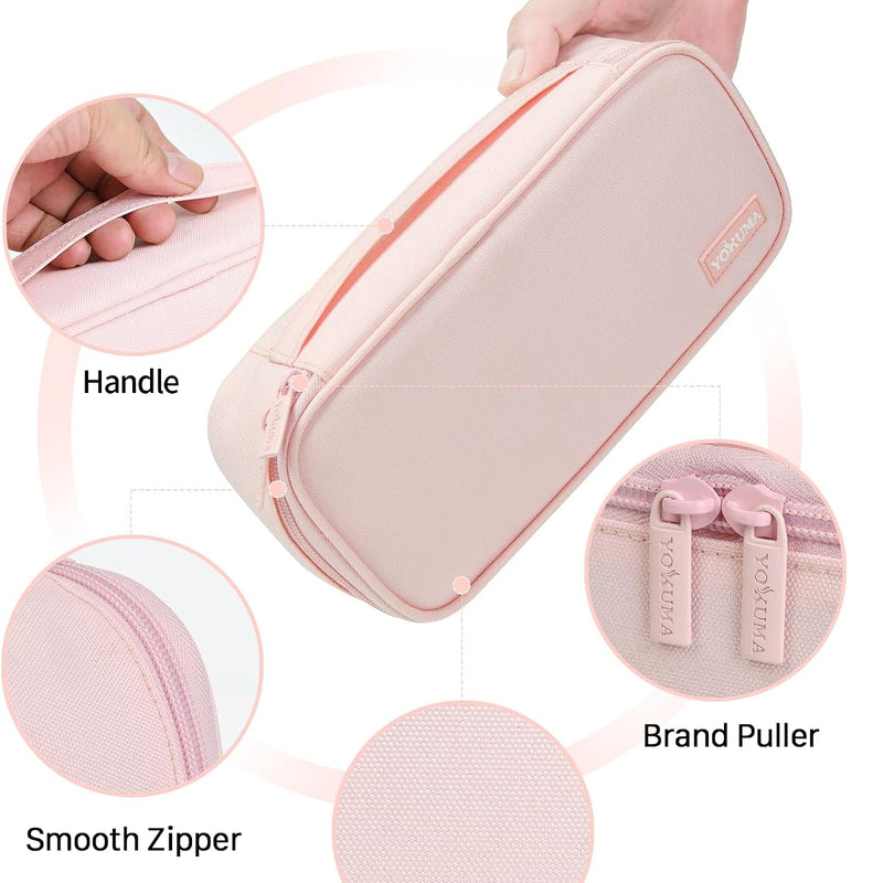 YOKUMA Pencil Case,Large Capacity Pencil Pouch,Aesthetic Zipper Pencil Box, Back to School Supplies for College Student Teen Adults,Travel Essentials,Electronic Cable Organize