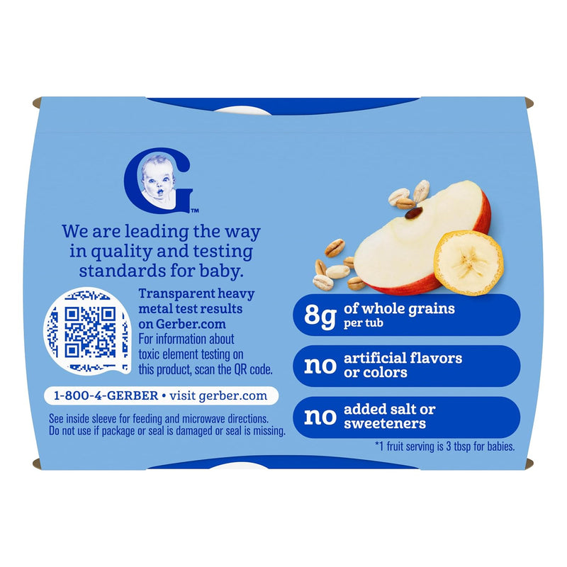 Gerber Stage 2 Fruit and Cereal Variety Pack, 4 Oz, 32 Pack | Stage 2 fruit and cereal tubs variety pack; iron helps support brain development; no artificial flavors; 32 x 4 oz