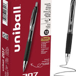 uniball™ 207 Gel Pens, Black Ink, 1.0mm Bold Point, Retractable, 12 Count, Smooth Writing, Fraud-Resistant, uni Super Ink™