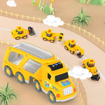 Veslier 5 in 1 Construction Truck Toy with 6 Mini Cars for Kids 3 4 5 6 Years Old