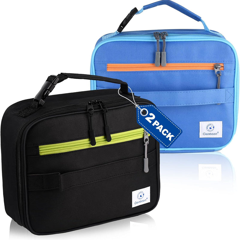 Genteen Lunch Box Kids, Insulated Lunch Bag Kids Boys Girls Back to School, Soft Lunch Box for Men Reusable Lunchbox for Office,Outdoor,School (Black)