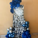 12 Inch Blue Silver Balloons Set, Dark Navy Confetti Party Latex Balloon for Birthday Graduation Baby Shower