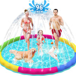 Raxurt Non-Slip Splash Pad for Kids and Dog, 67'' Splash Pad Thicken 0.58mm for Kids Ages 4-8 Toddler Baby Splash Sprinkler Pad Dog Pool Summer Outdoor Water Toys for Boys Girls