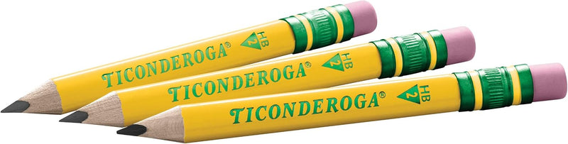 Ticonderoga My First Half-Size Wooden Pencils, 12 Pencils/Pack, 1 Pack | Large Triangle-Barrel Pre-Sharpened #2 (HB) Short 4.5" Yellow Pencils with Erasers, X33012