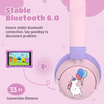 Kids Headphones Bluetooth for Girls, Toddler Headphones Wireless for School | 85/95dB Volume Limited, 50H Playtime, Bluetooth 6.0, Built in Mic, Fast Charging for Tablet, iPad, Cellphone