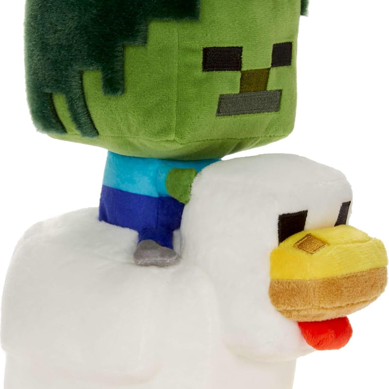 Mattel Minecraft Plush Zombie Chicken Jockey Toy, Collectible Stuffed Animal, 8-inch Soft Doll Inspired by Video Game Character​​