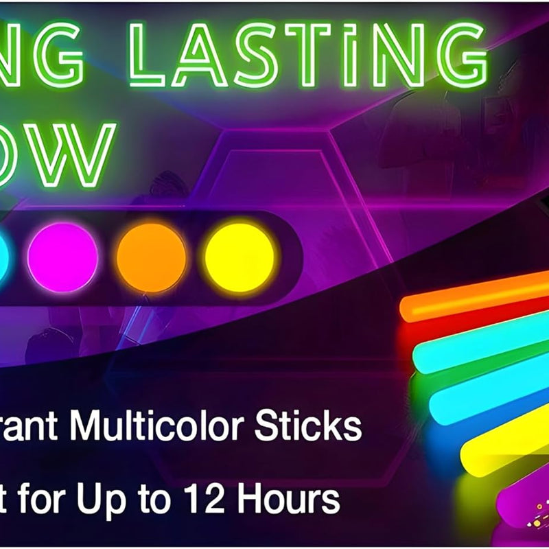 Ammy Glow Glow Sticks Bulk Party Pack, 205 Pcs Kit with Connectors & Glasses for Kids, LED Neon Glow in the Dark Party Supplies for Birthdays & Events