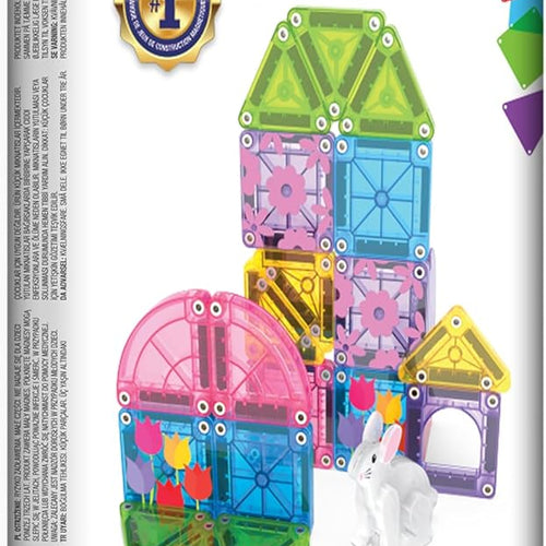 MAGNA-TILES microMAGS 24-Piece Spring Garden Travel Set, The Original Magnetic Building Brand