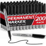 Taja (100 Counts) Permanent Markers, Fine Tip, Black, Quick-Drying and Fade-Resistant Bulk Marker Set for Writing and Sketching on Wood, Plastic, Metal, Glass, Perfect for School and Office Supplies