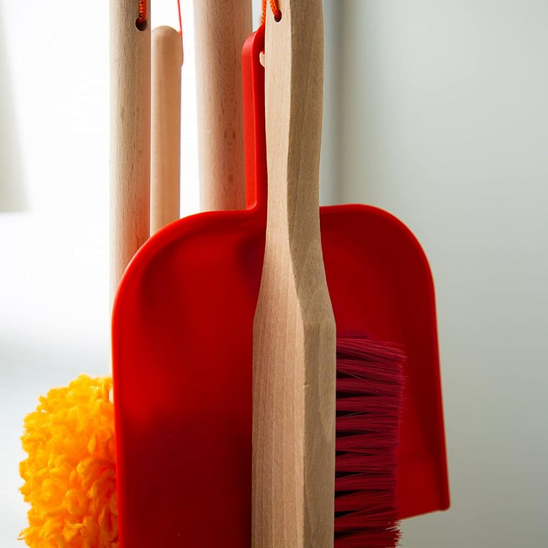 JustForKids Wooden Detachable Kids Cleaning Set - 6 Piece STEM Housekeeping Kit For Toddlers Girls & Boys