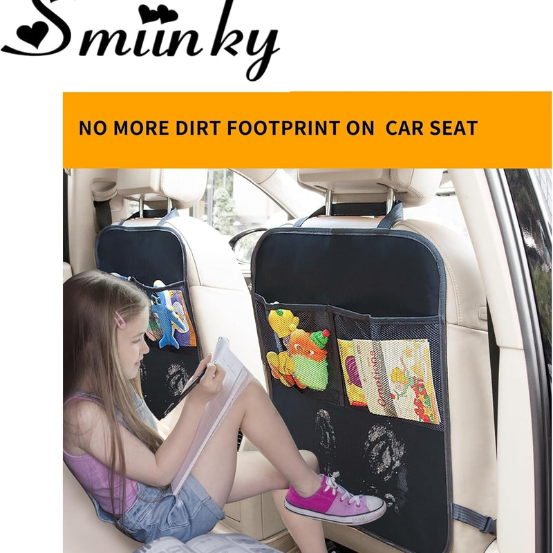 Kick Mats with Organizer -2 Pack Backseat Protector SeatCovers for Your Car, SUV, Minivan or Truck Seats - VehicleBack Seat Kids Safety Accessories -Universal Fit AutomotiveInterior Protectors