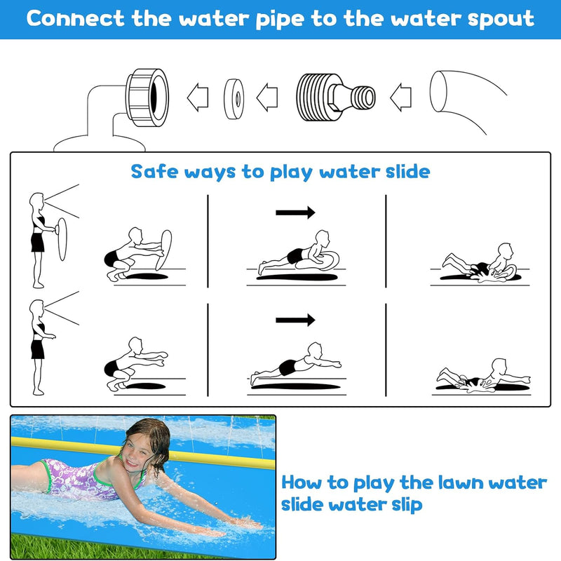 Evoio Water Slide, 32.8FT Inflatable Splash Water Slip with 2 Racing Lanes for Kids Boys Girls Adults, Water Slide Outdoor Water Toys for Backyard Garden