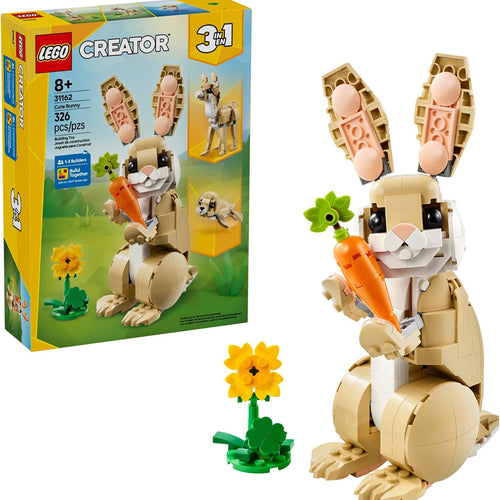 LEGO Creator 3 in 1 Cute Bunny Toy Building Set, 326-piece, 8+, 31162