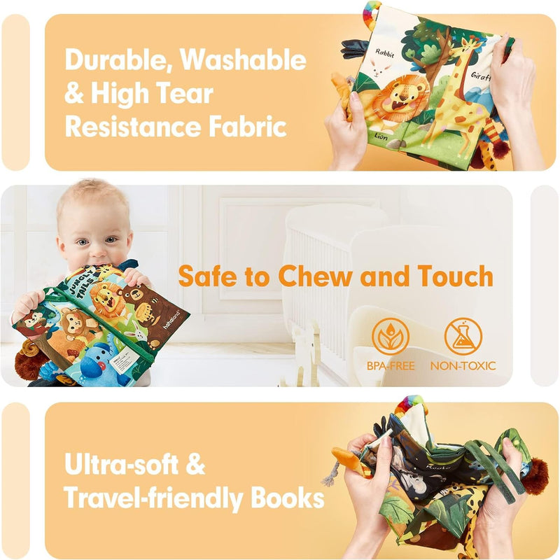 Hahaland Baby 0-6 Months Touch Feel Book, Sensory Toy for Tummy Time, Travel and Gifts for Boys and Girls