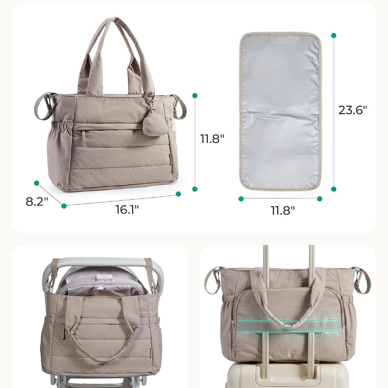 BAGSMART Diaper Bag Tote, Hospital Bag for Labor Delivery Travel Baby Tote | Lightweight Puffy Maternity Bag, Changing Pad & Pacifier Case, Large Capacity for Mom and Dad, Newborn Essentials