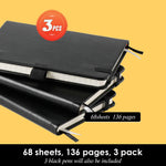NIRMIRO (3 Pack) Pocket Notebook Small Journal with Pen, 3.7" x 5.7", A6 Mini Notebook for Women Men Work Writing, Hardcover Small Pocket Notepad with 100Gsm Premium Thick Lined Paper, Black Leather
