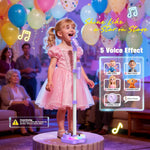 stand karaoke machine for kids, 2 wireless mics, rechargeable, kids microphone, birthday party gift